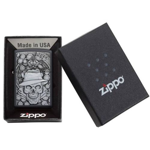 321 ZIPPO Зажигалка ZIPPO Gambling Skull с покрытием Black Matte фото 2