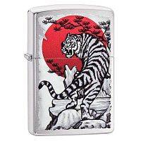  зажигалка ZIPPO Asian Tiger с покрытием Brushed Chrome