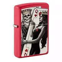  зажигалка ZIPPO Skull King Queen Beauty с покрытием Red Matte