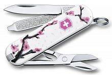 Нож перочинный Victorinox Classic Цветы (0.6223.L1406) белый/розовый 7 функций пластик/сталь