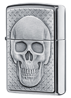 Зажигалка ZIPPO Skull Design с покрытием Brushed Chrome