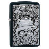  зажигалка ZIPPO Gambling Skull с покрытием Black Matte