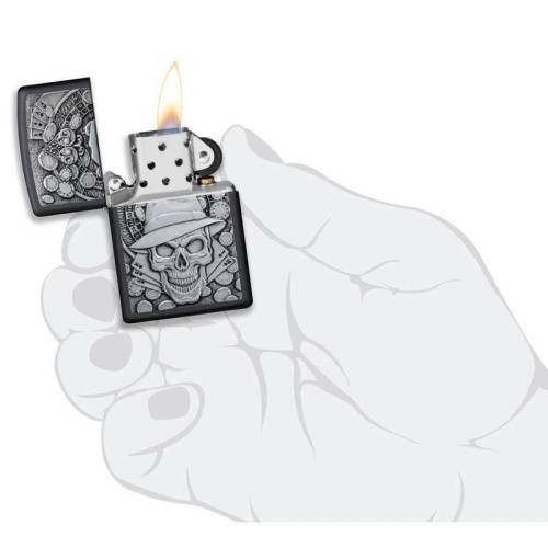 321 ZIPPO Зажигалка ZIPPO Gambling Skull с покрытием Black Matte фото 4