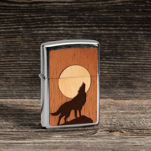 499 ZIPPO ЗажигалкаWOODCHUCK USA Howling Wolf с покрытием Street Chrome™ фото 4