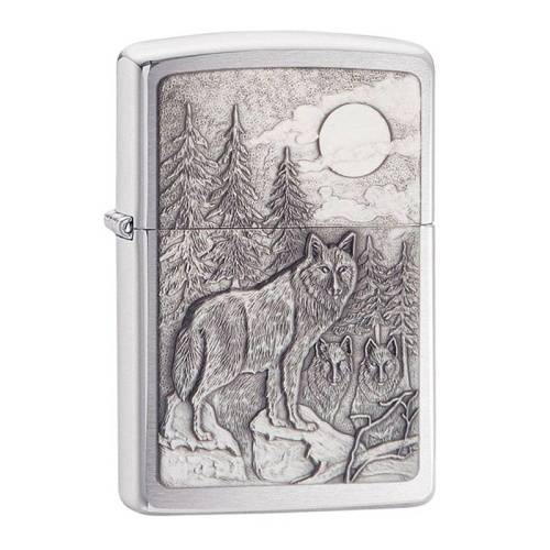 250 ZIPPO ЗажигалкаClassic Волк с покрытием Brushed Chrome