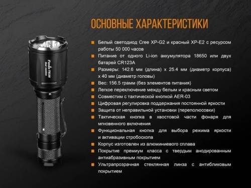 221 Fenix Фонарь тактическийTK25 Red XP-G2 фото 18