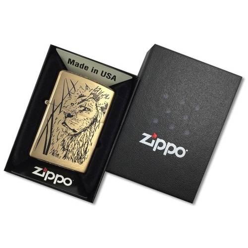 20 ZIPPO ЗажигалкаProud Lion Brushed Brass фото 4