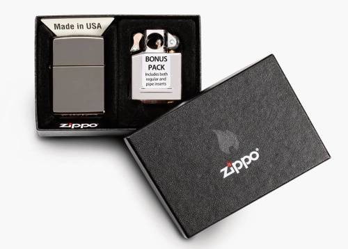 321 ZIPPO ЗажигалкаBlack Ice® и вставной блок для трубок