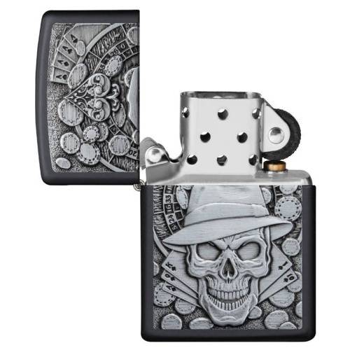 321 ZIPPO Зажигалка ZIPPO Gambling Skull с покрытием Black Matte фото 5