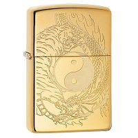 Золотая зажигалка Зажигалка ZIPPO Tiger and Dragon с покрытием High Polish Brass