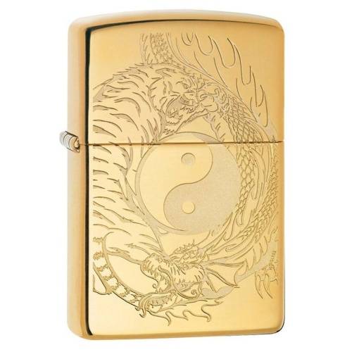 20 ZIPPO ЗажигалкаTiger and Dragon с покрытием High Polish Brass