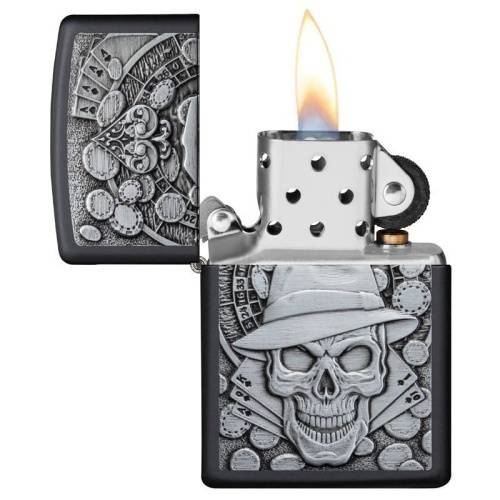 321 ZIPPO Зажигалка ZIPPO Gambling Skull с покрытием Black Matte фото 6